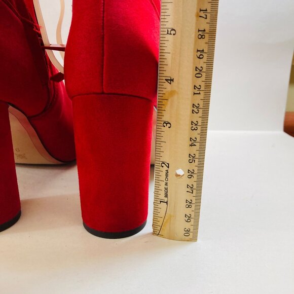 BCBGENERATION Boots 9 M Red Ally Pointed Toe Sculpted Heel Zip-Up Dress Booties - Picture 11 of 12